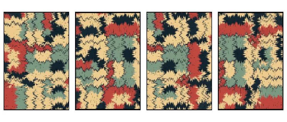 Set of 4 Abstract background in Ikat technique. For use on materials, in gr.. Stock Illustration