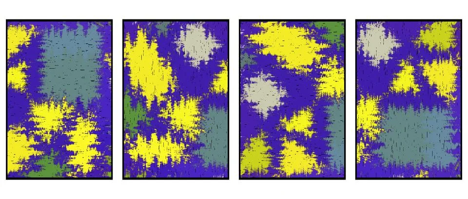 Set of 4 Abstract background in Ikat technique. For use on materials, in gr.. Stock Illustration