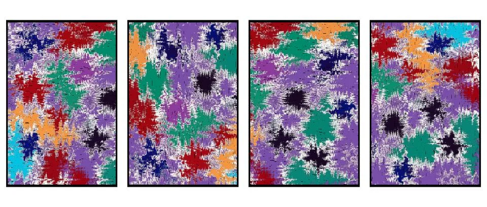 Set of 4 Abstract background in Ikat technique. For use on materials, in gr.. Stock Illustration
