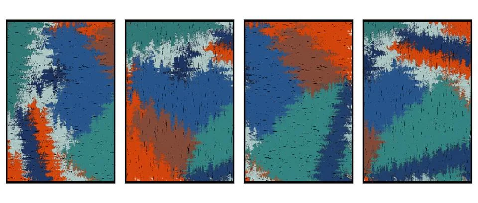 Set of 4 Abstract background in Ikat technique. For use on materials, in gr.. Stock Illustration