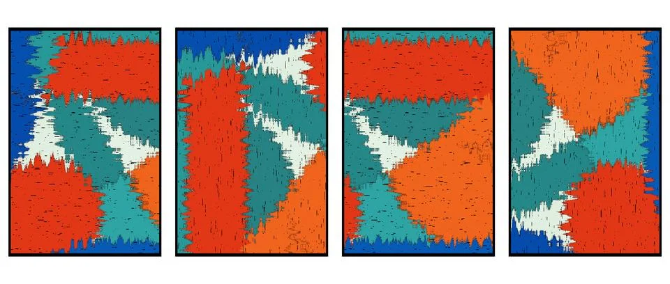 Set of 4 Abstract background in Ikat technique. For use on materials, in gr.. Stock Illustration