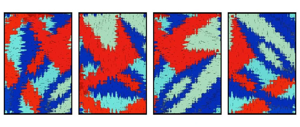 Set of 4 Abstract background in Ikat technique. For use on materials, in gr.. Stock Illustration