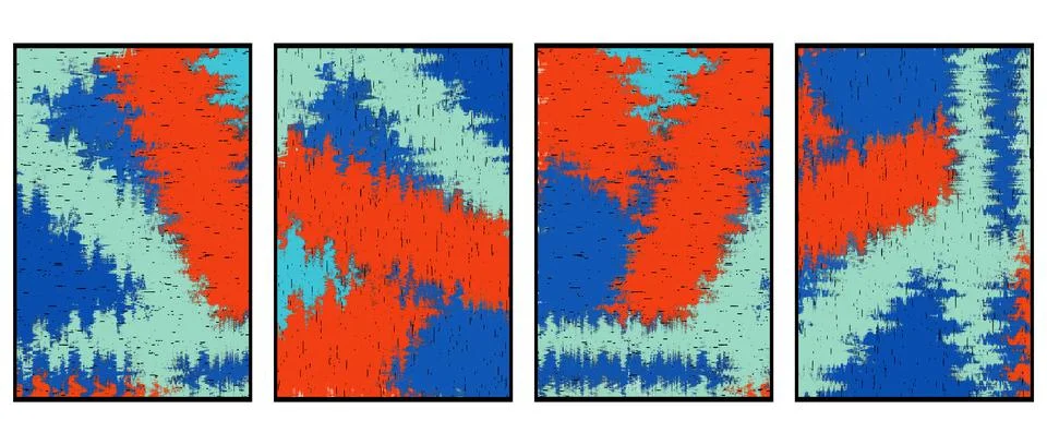 Set of 4 Abstract background in Ikat technique. For use on materials, in gr.. Stock Illustration
