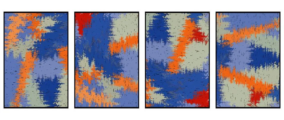 Set of 4 Abstract background in Ikat technique. For use on materials, in gr.. Stock Illustration