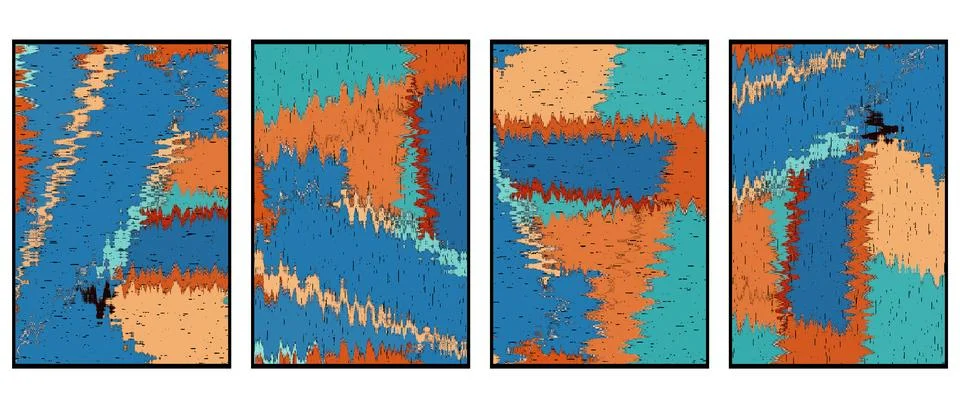Set of 4 Abstract background in Ikat technique. For use on materials, in gr.. Stock Illustration