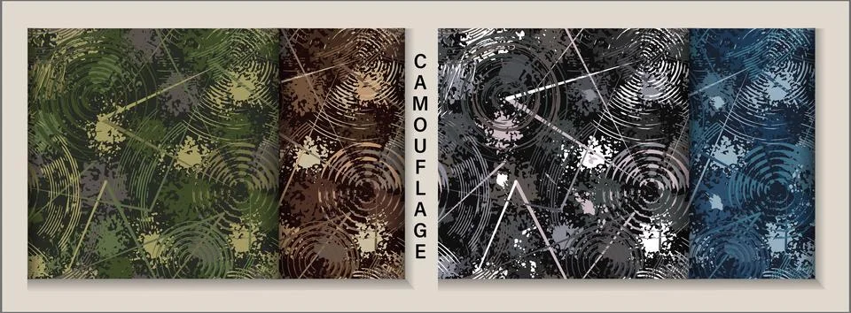 Set of 4 abstract camouflage patterns Stock Illustration