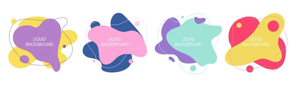 Set of 4 abstract graphic liquid elements in memphis style. Illustrazione stock