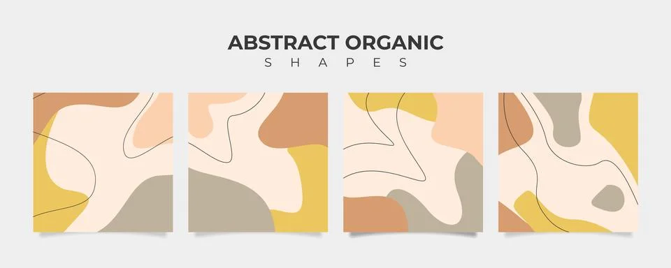 Set of 4 abstract organic shape banner in pastel color Stock Illustration