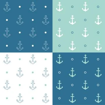 Set of 4 anchor pattern. Stock Illustration