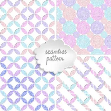 Set of 4 arabic arabesque seamless pattern with colorful circles. Holiday Stock Illustration