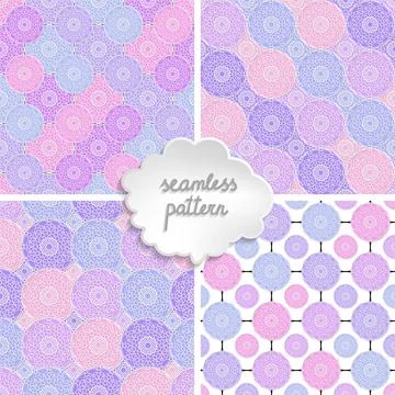 Set of 4 arabic arabesque seamless pattern with colorful circles. Holiday Stock Illustration