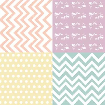 Set of 4 background pattern,geometric seamless fabric pattern Stock Illustration