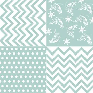 Set of 4 background pattern,geometric seamless fabric pattern Stock Illustration