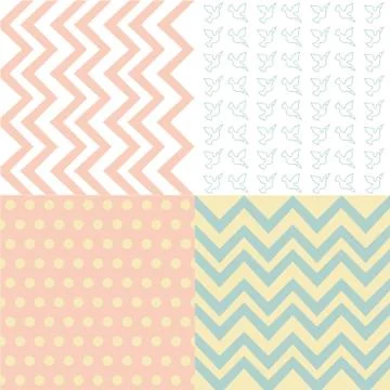 Set of 4 background pattern,geometric seamless fabric pattern Stock Illustration