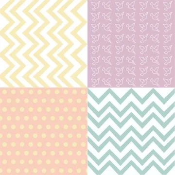 Set of 4 background pattern,geometric seamless fabric pattern Stock Illustration