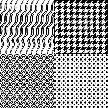 Set of 4 background pattern,geometric seamless fabric pattern Stock Illustration