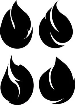 Set of 4 black fires for design or tattoo 스톡 일러스트