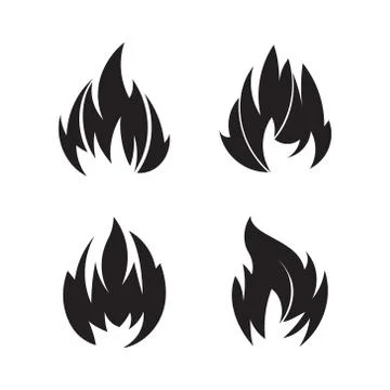 Set of 4 black fires for design or tattoo Stock Illustration