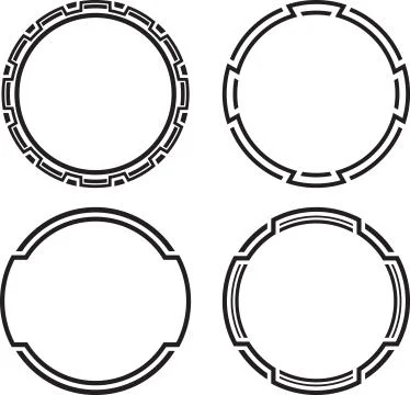 Set of 4 black solid templates for rubber stamps Ilustración de archivo