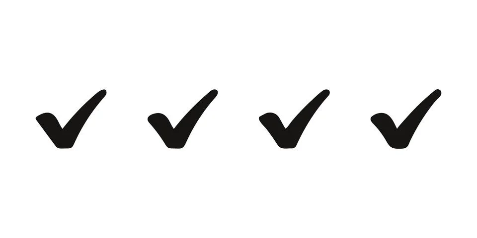 Set of 4 Bold Black Checkmark Vectors Stock Illustration