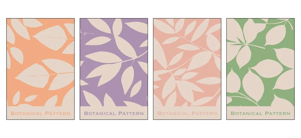 Set of 4 Botanical pattern for printing on wall decorations in a contempora.. Stock Illustration