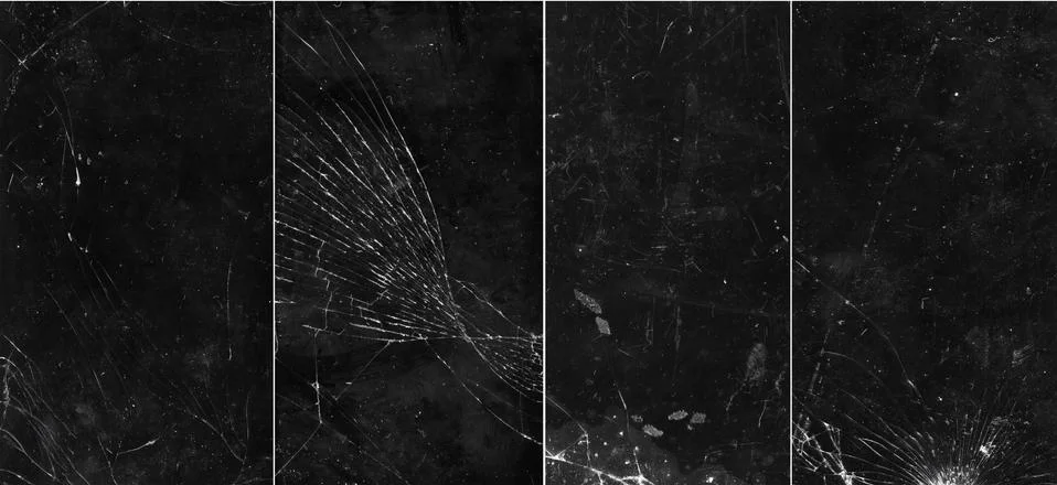 Set 4 broken templates crashed screen smartphone Stock Illustration