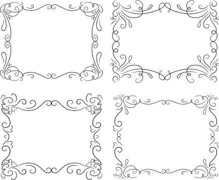 Set of 4 calligraphic vector vintage frames. Decoration, ornate frame retro.. Illustrazione stock