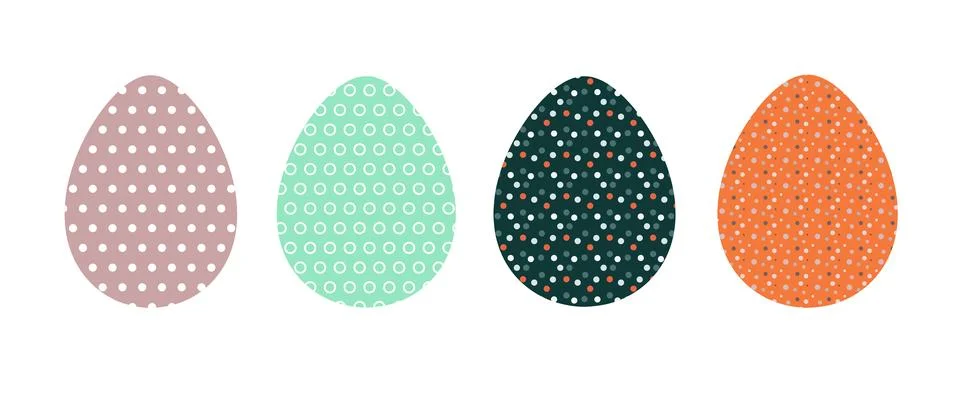 Set of 4 colored Easter Eggs Icons with Pattern or color ostern egg or oeufs Stock Illustration