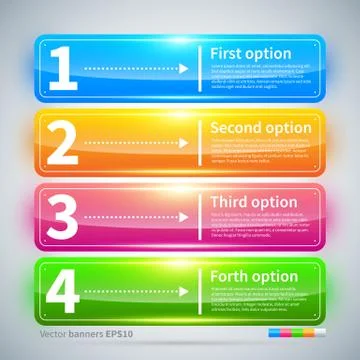 Set of 4 colorful horizontal banners. Stock Illustration