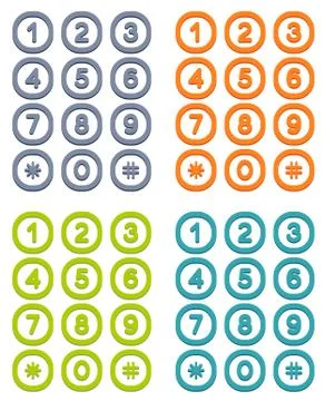 Set of 4 colorful user interface keypad Stock Illustration
