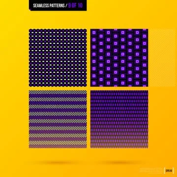 Set of 4 corporate seamless patterns on bright yellow background. EPS10 Stock Illustration