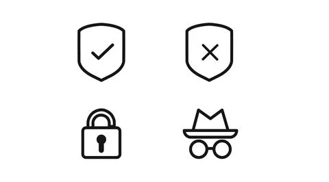 Set of 4 data security and cyber risk Stock Illustration