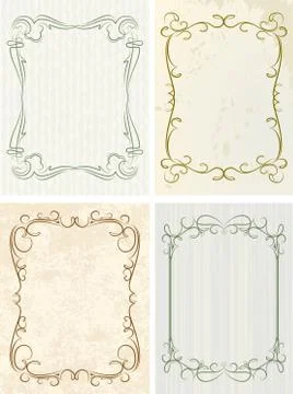 Set of 4 decorative frames Stock Illustration