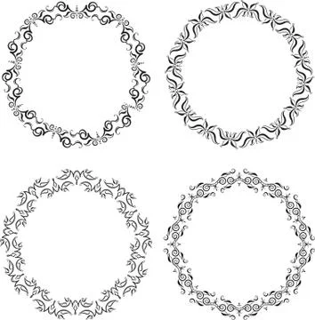 Set of 4 decorative vector round frames Illustrazione stock