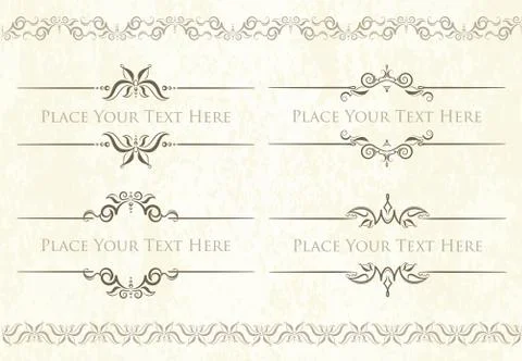 Set of 4 decorative vector text dividers frames with pair of bonus decorative 스톡 일러스트