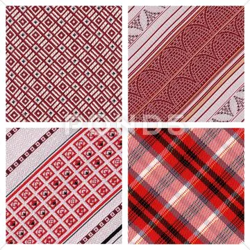 Set of 4 detailed sewn materials Stock Photos