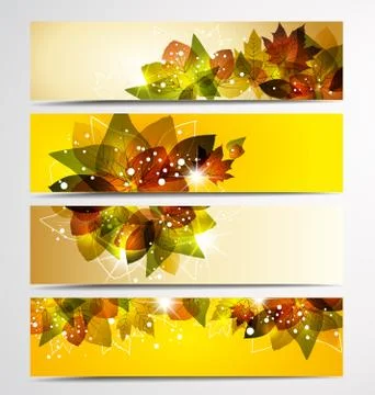Set of 4 different autumn's banners Stock Illustration