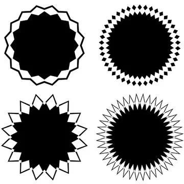 Set of 4 different geometric circular elements. Set of abstract shapes Illustrazione stock