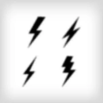 Set of 4 different modern geometric electric flash dots. Stock Illustration