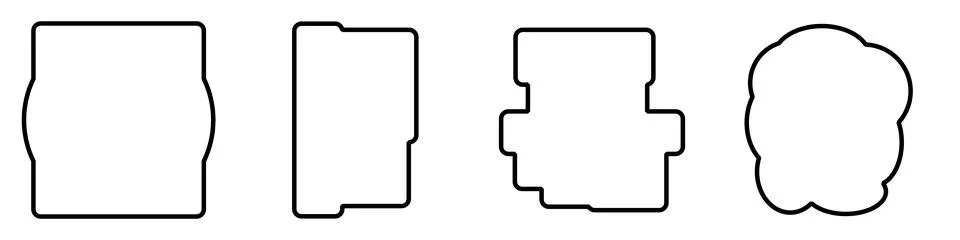 Set of 4 different rectangle frames on white background. Illustrazione stock