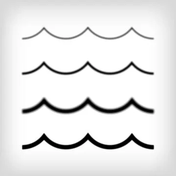 Set of 4 different sea wave dotted halftone textures. Stock Illustration