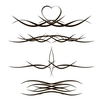 Set of 4 different vector tribal tattoo in polynesian style Stock Illustration