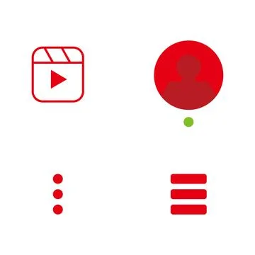 Set Of 4 Editable Media Icons. Includes Symbols Such As Video Stock Illustration