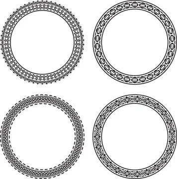 Set of 4 elegant round frames. Vector illustration. Stock Illustration