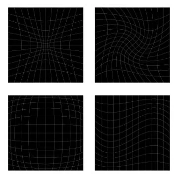Set of 4 elements with different distortions, squares with deformation effect Stock Illustration