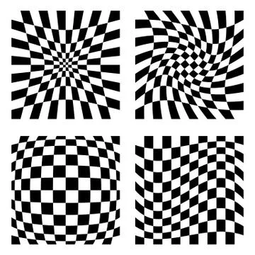 Set of 4 elements with different distortions, squares with deformation effect Stock Illustration