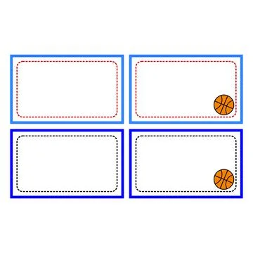 Set of 4 empty frames for photos with basketball ball.  Identity sticker Stock Illustration