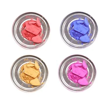 Set of 4 eye shadows isolated on white isolated on white background Stock Photos