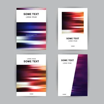 Set of 4 Flyer, Card or Banner Designs with Abstract Blue, Orange and Purpl.. Stock Illustration