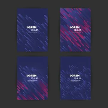 Set of 4 Flyer, Card or Banner Designs with Abstract Phantom Blue and Purpl.. Stock Illustration